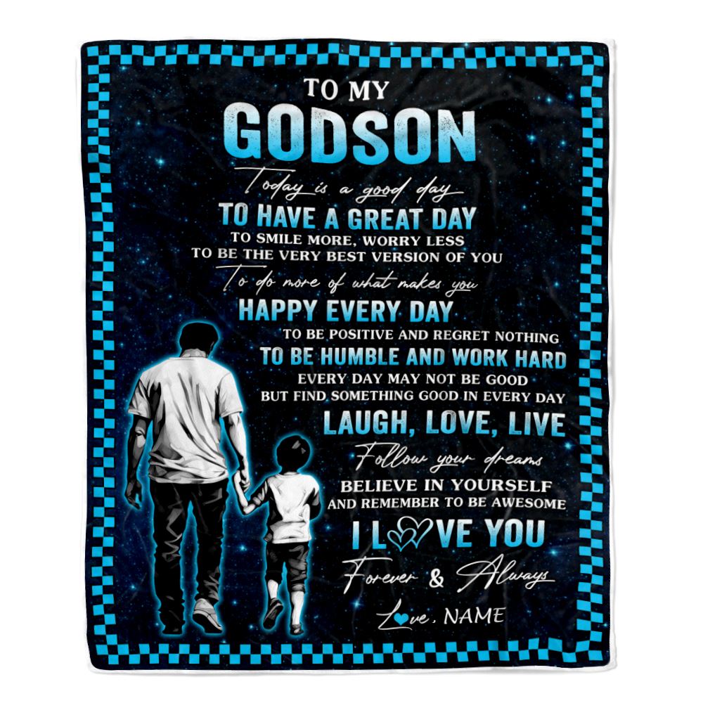 Personalized To My Godson Blanket From Uncle Every Day Laugh Love Live Uncle Godson Birthday Gifts Graduation Christmas Customized Fleece Throw Blanket | teecentury