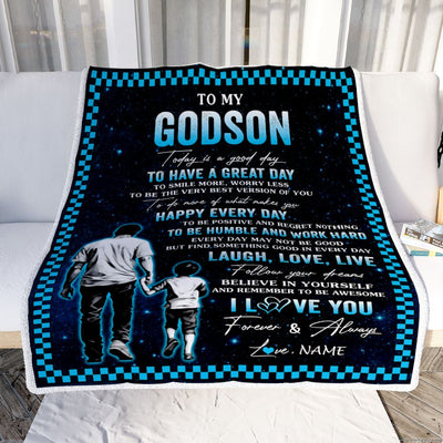 Personalized To My Godson Blanket From Uncle Every Day Laugh Love Live Uncle Godson Birthday Gifts Graduation Christmas Customized Fleece Throw Blanket | teecentury