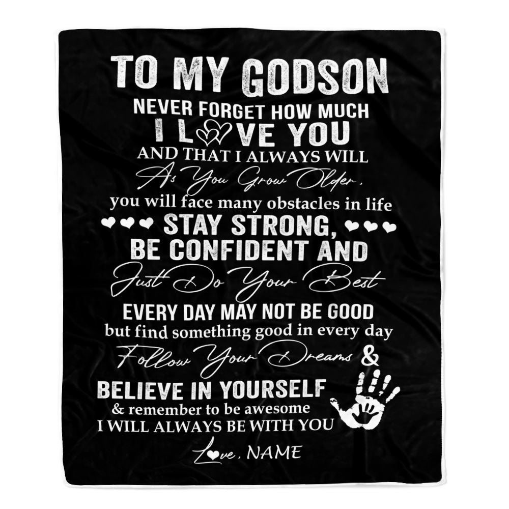 Personalized To My Godson Blanket I Love You Forever From Godmother Godfather Godson Birthday Christmas Thanksgiving Graduation Customized Fleece Blanket | teecentury