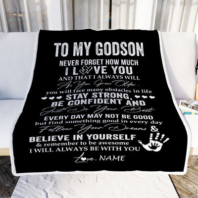 Personalized To My Godson Blanket I Love You Forever From Godmother Godfather Godson Birthday Christmas Thanksgiving Graduation Customized Fleece Blanket | teecentury