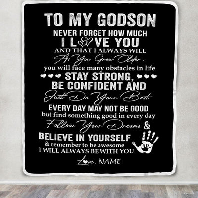 Personalized To My Godson Blanket I Love You Forever From Godmother Godfather Godson Birthday Christmas Thanksgiving Graduation Customized Fleece Blanket | teecentury