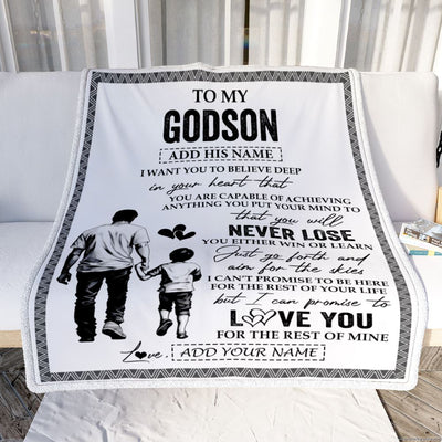 Personalized To My Godson Blanket You Will Never Lose From Godfather Uncle Godson Birthday Gifts Graduation Christmas Customized Fleece Throw Blanket | teecentury