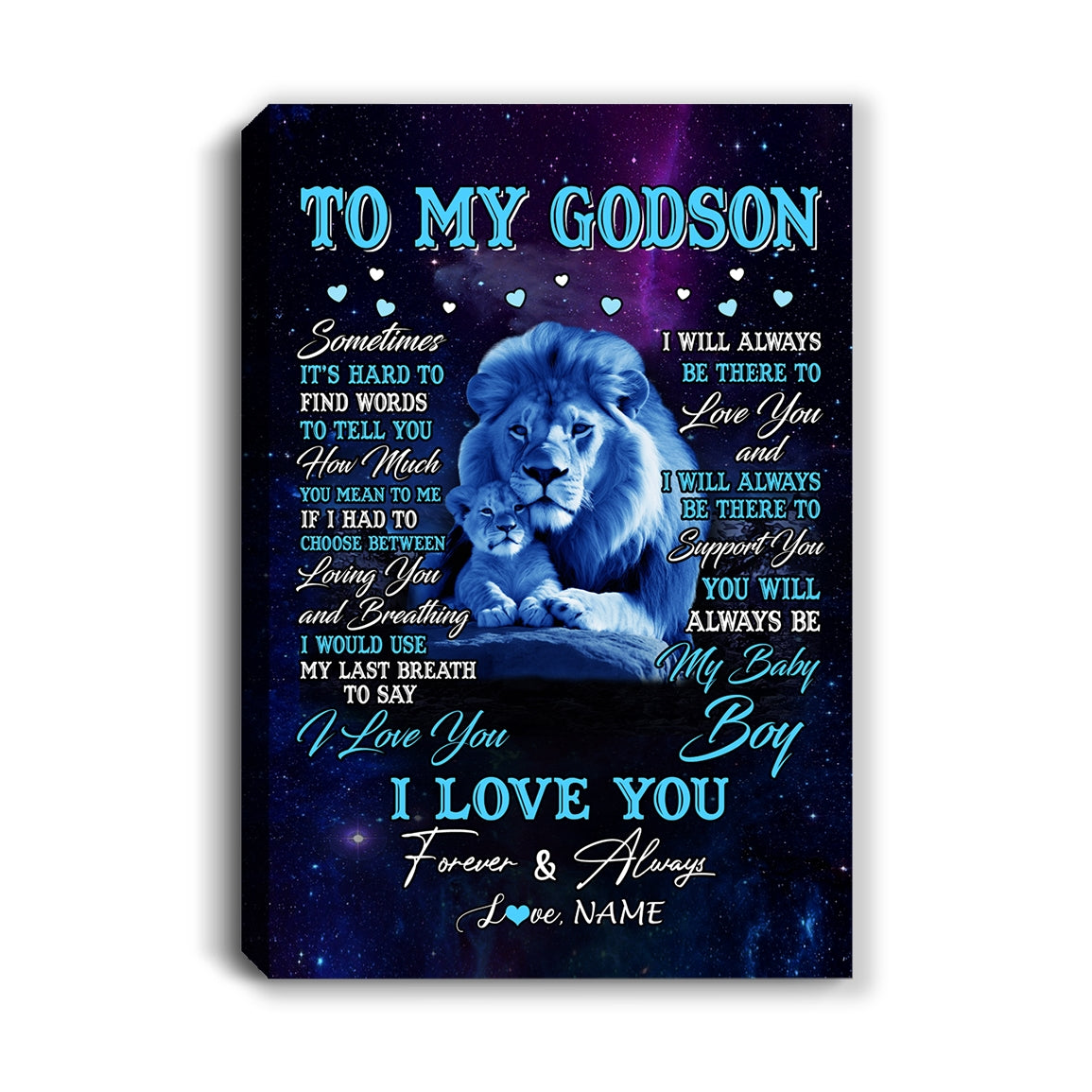 Personalized To My Godson Canvas From Godfather Uncle Sometimes It's Hard Lion Godson Gift Birthday Graduation Christmas Customized Fleece Throw Canvas | teecentury