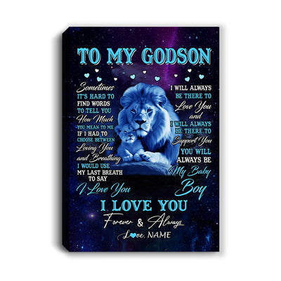 Personalized To My Godson Canvas From Godfather Uncle Sometimes It's Hard Lion Godson Gift Birthday Graduation Christmas Customized Fleece Throw Canvas | teecentury