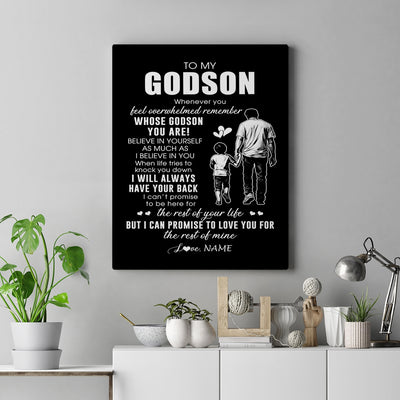 Personalized To My Godson Canvas From Godfather Whenever You Feel Overwhelmed Godson Birthday Gifts Graduation Christmas Custom Wall Art Print Framed Canvas | teecentury