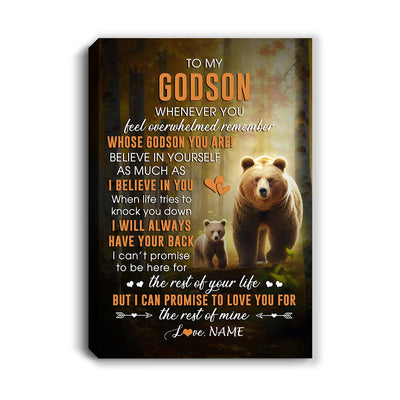 Personalized To My Godson Canvas From Godmother Godfather Whenever You Feel Bear Godson Birthday Gifts Graduation Christmas Custom Wall Art Print Framed Canvas | teecentury