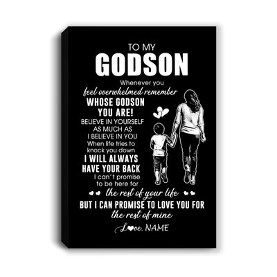 Personalized To My Godson Canvas From Godmother Whenever You Feel Overwhelmed Godson Birthday Gifts Graduation Christmas Custom Wall Art Print Framed Canvas | teecentury