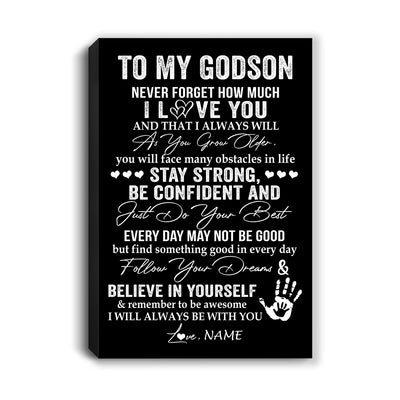 Personalized To My Godson Canvas I Love You Forever From Godmother Aunt Godson Birthday Gifts Christmas Thanksgiving Graduation Custom Wall Art Print Framed Canvas | teecentury
