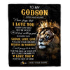 Personalized To My Godson Gifts Blanket From Godfather Aunt Godmother Laugh Love Live Lion Godson Happy Birthday Gifts Graduation Christmas Fleece Blanket | teecentury
