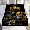 Personalized To My Godson Gifts Blanket From Godfather Aunt Godmother Laugh Love Live Lion Godson Happy Birthday Gifts Graduation Christmas Fleece Blanket | teecentury