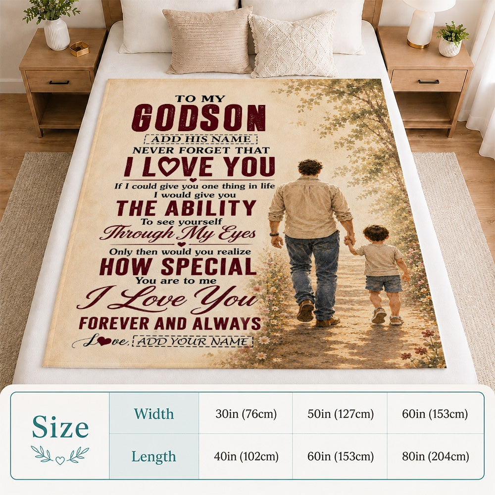 Personalized To My Godson Gifts Blanket From Godfather Godson Holding Hands Letter Birthday Gift Graduation Christmas Customized Bed Fleece Throw Blanket | teecentury