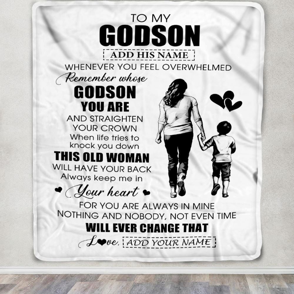 Personalized To My Godson Gifts Blanket From Godmother Aunt Whenever Woman Unique Birthday Gifts For Godson Graduation Christmas Custom Fleece Throw Blanket | teecentury