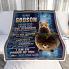 Personalized To My Godson Gifts Blanket From Godmother Godfather I Wish You The Strength Bear Godson Birthday Gifts Christmas Graduation Fleece Blanket | teecentury