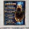 Personalized To My Godson Gifts Blanket From Godmother Godfather I Wish You The Strength Bear Godson Birthday Gifts Christmas Graduation Fleece Blanket | teecentury