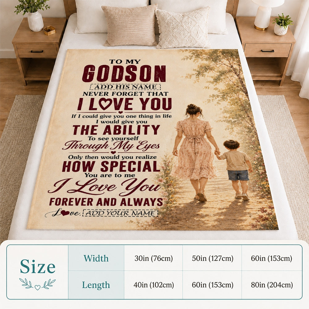 Personalized To My Godson Gifts Blanket From Godmother Godson Holding Hands Letter Birthday Gift Graduation Christmas Customized Bed Fleece Throw Blanket | teecentury
