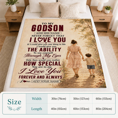 Personalized To My Godson Gifts Blanket From Godmother Godson Holding Hands Letter Birthday Gift Graduation Christmas Customized Bed Fleece Throw Blanket | teecentury
