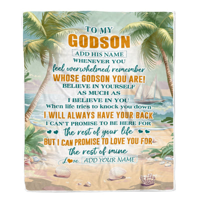 Personalized To My Godson Gifts Blanket From Godmother Uncle Godmother Whenever You Feel Beach Godson Birthday Gifts Graduation Christmas Fleece Blanket | teecentury