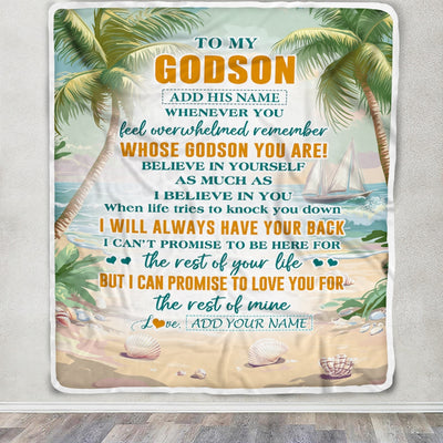 Personalized To My Godson Gifts Blanket From Godmother Uncle Godmother Whenever You Feel Beach Godson Birthday Gifts Graduation Christmas Fleece Blanket | teecentury