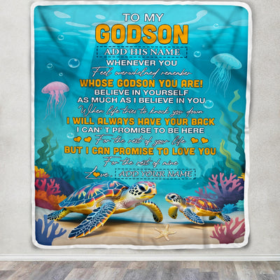 Personalized To My Godson Gifts Blanket From Godmother Uncle Godmother Whenever You Feel Turtle Godson Birthday Gifts Graduation Christmas Fleece Blanket | teecentury