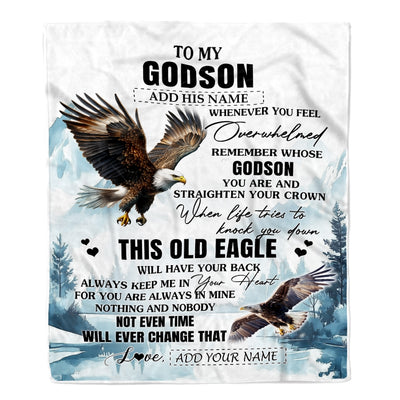 Personalized To My Godson Gifts Blanket From Godmother Uncle Whenever Eagle Unique Birthday Gifts For Godson Graduation Christmas Custom Fleece Throw Blanket | teecentury