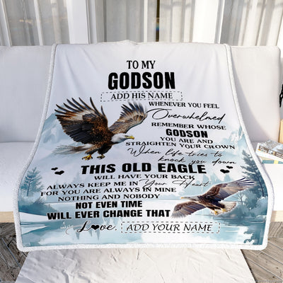 Personalized To My Godson Gifts Blanket From Godmother Uncle Whenever Eagle Unique Birthday Gifts For Godson Graduation Christmas Custom Fleece Throw Blanket | teecentury