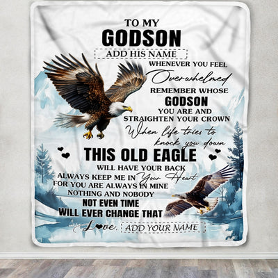 Personalized To My Godson Gifts Blanket From Godmother Uncle Whenever Eagle Unique Birthday Gifts For Godson Graduation Christmas Custom Fleece Throw Blanket | teecentury