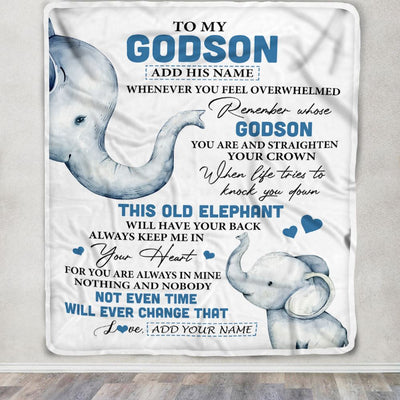 Personalized To My Godson Gifts Blanket From Godmother Uncle Whenever Elephant Unique Birthday Gifts For Godson Graduation Christmas Custom Fleece Throw Blanket | teecentury