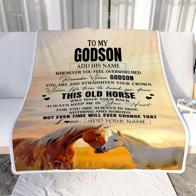 Personalized To My Godson Gifts Blanket From Godmother Uncle Whenever Horse Unique Birthday Gifts For Godson Graduation Christmas Custom Fleece Throw Blanket | teecentury