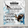 Personalized To My Godson Gifts Blanket From Godmother Wherever Your Journey In Life Eagle Godson Birthday Gifts Graduation Customized Fleece Throw Blanket | teecentury