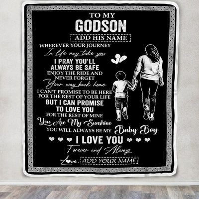 Personalized To My Godson Gifts Blanket From Godmother Wherever Your Journey In Life Godmom Goddaughter Birthday Gifts Christmas Customized Fleece Blanket | teecentury