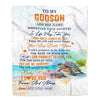 Personalized To My Godson Gifts Blanket From Godmother Wherever Your Journey In Life Turtle Godson Birthday Gifts Graduation Customized Fleece Throw Blanket | teecentury