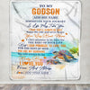 Personalized To My Godson Gifts Blanket From Godmother Wherever Your Journey In Life Turtle Godson Birthday Gifts Graduation Customized Fleece Throw Blanket | teecentury