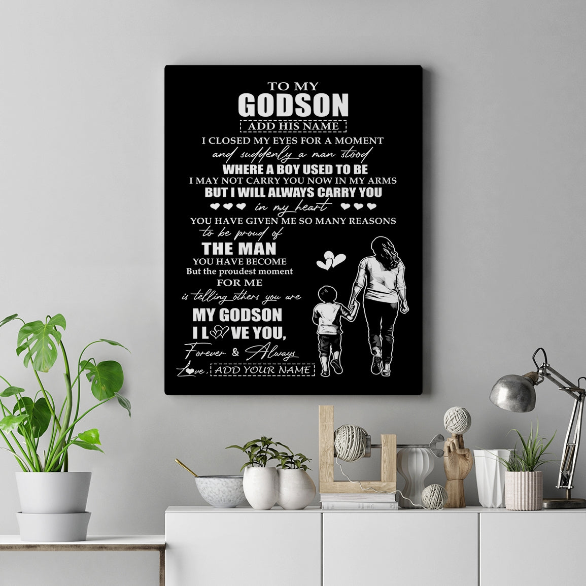 Personalized To My Godson Gifts Canvas From Godmother Aunt I Closed My Eyes For A Moment Godson Birthday Graduation Christmas Custom Wall Art Print Framed Canvas | teecentury