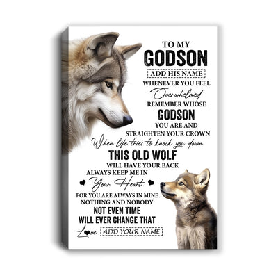 Personalized To My Godson Gifts Canvas From Godmother Uncle Whenever Wolf Unique Birthday Gifts For Godson Graduation Christmas Custom Wall Art Print Framed Canvas | teecentury