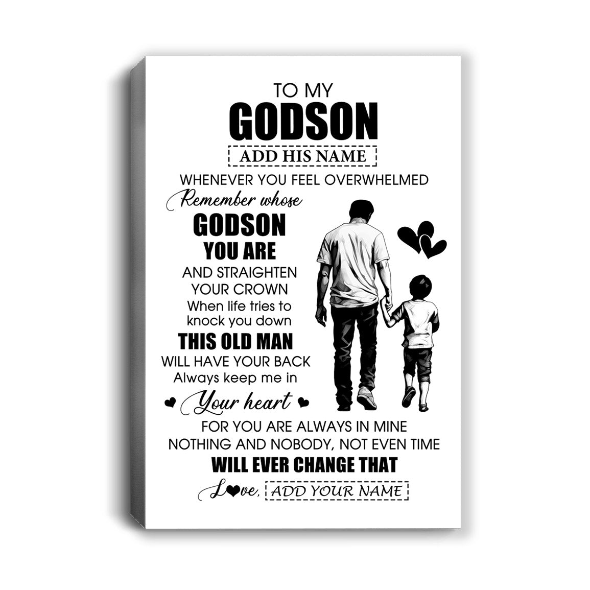 Personalized To My Godson Gifts Canvas From Uncle Whenever Man Unique Birthday Gifts For Godson Graduation Christmas Custom Wall Art Print Framed Canvas | teecentury