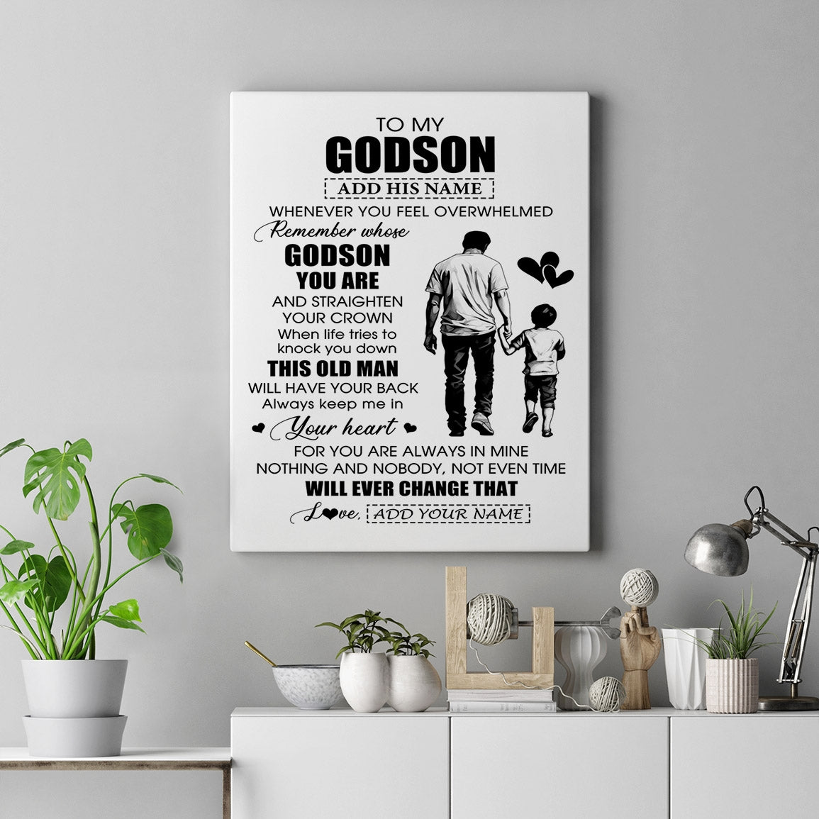Personalized To My Godson Gifts Canvas From Uncle Whenever Man Unique Birthday Gifts For Godson Graduation Christmas Custom Wall Art Print Framed Canvas | teecentury