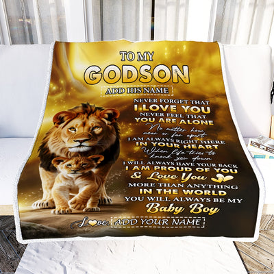 Personalized To My Godson Gifts From Godfather Blanket Never Forget That I Love You Lion Goddaughter Birthday Gifts Graduation Christmas Custom Fleece Blanket | teecentury