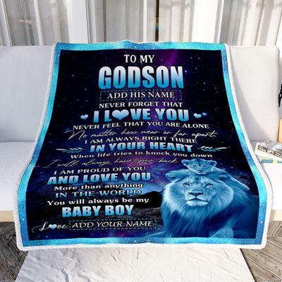 Personalized To My Godson Gifts From Godfather Uncle Blanket I Love You Lion Birthday Gift Ideas For Godson Graduation Christmas Customized Fleece Blanket | teecentury