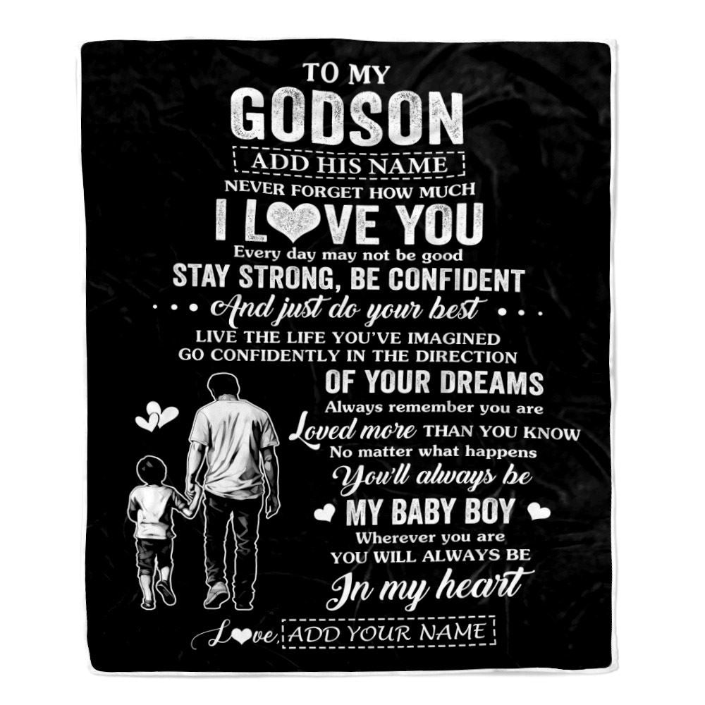 Personalized To My Godson Gifts From Godfather Uncle Blanket Never Forget How Much I Love You Godson Birthday Graduation Christmas Customized Fleece Blanket | teecentury