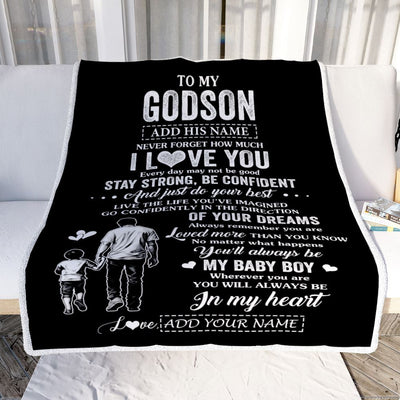 Personalized To My Godson Gifts From Godfather Uncle Blanket Never Forget How Much I Love You Godson Birthday Graduation Christmas Customized Fleece Blanket | teecentury