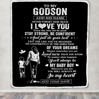 Personalized To My Godson Gifts From Godmother Blanket Never Forget How Much I Love You Godson Birthday Graduation Christmas Customized Fleece Throw Blanket | teecentury