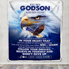 Personalized To My Godson Gifts From Godmother Uncle Blanket Don't Give Up Eagle Gifts For Godson Birthday Graduation Christmas Customized Fleece Blanket | teecentury
