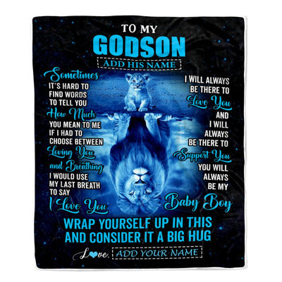 Personalized To My Godson Gifts From Uncle Godmother Blanket Sometimes Lion Godson Birthday Gifts Graduation Christmas Customized Fleece Throw Blanket | teecentury