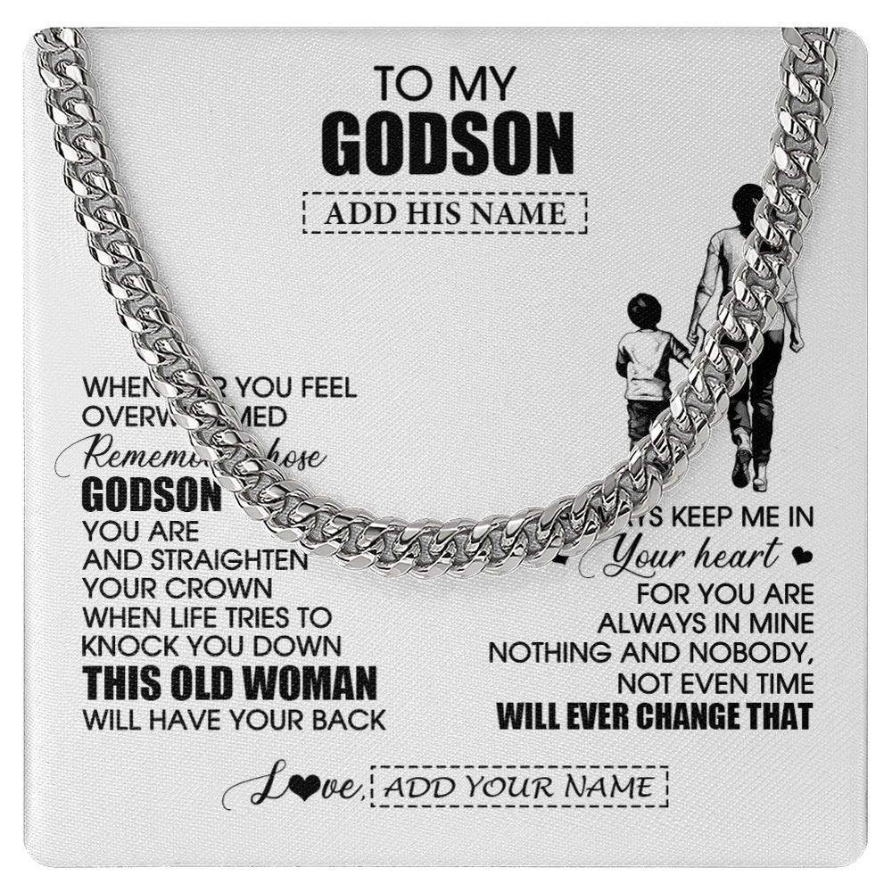Cuban Link Chain Necklace Stainless Steel | 1 | Personalized To My Godson Gifts Necklace From Godmother Aunt Whenever Woman Unique Birthday Gifts For Godson Graduation Christmas Custom Gift Box Message Card | teecentury.myshopify