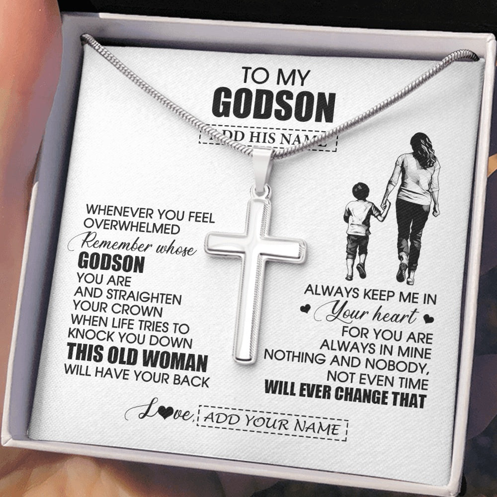 Stainless Cross Necklace Stainless Steel | 2 | Personalized To My Godson Gifts Necklace From Godmother Aunt Whenever Woman Unique Birthday Gifts For Godson Graduation Christmas Custom Gift Box Message Card | teecentury.myshopify