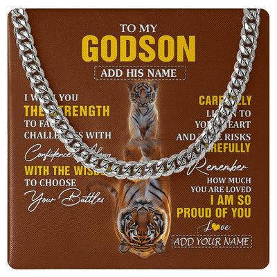 Cuban Link Chain Necklace Stainless Steel | 1 | Personalized To My Godson Gifts Necklace From Godmother Godfather I Wish You The Strength Tiger Godson Birthday Gifts Christmas Graduatio Gift Box Message Card | https://teecentury.