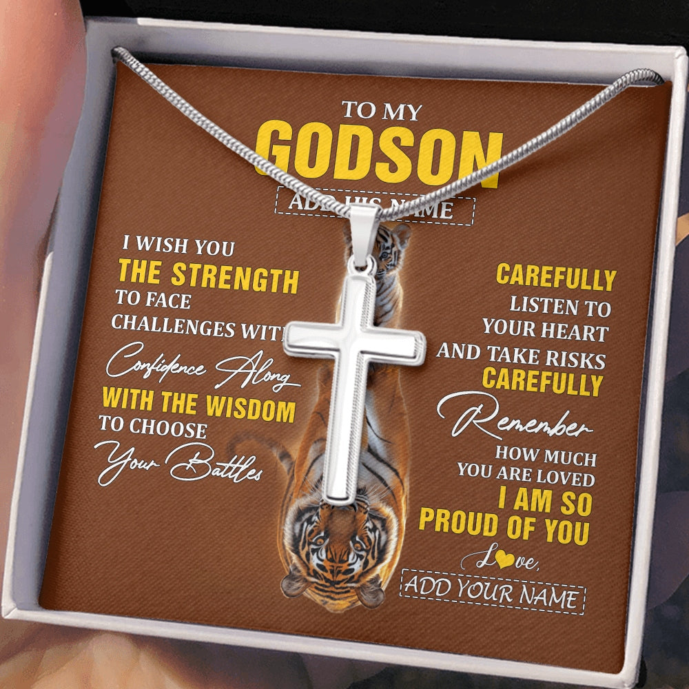 Stainless Cross Necklace Stainless Steel | 2 | Personalized To My Godson Gifts Necklace From Godmother Godfather I Wish You The Strength Tiger Godson Birthday Gifts Christmas Graduatio Gift Box Message Card | https://teecentury.