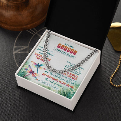 Cuban Link Chain Necklace Stainless Steel | 2 | Personalized To My Godson Gifts Necklace From Godmother Godmother Whenever You Feel Dragonfly Godson Birthday Gifts Graduation Christmas Gift Box Message Card | https://teecentury.