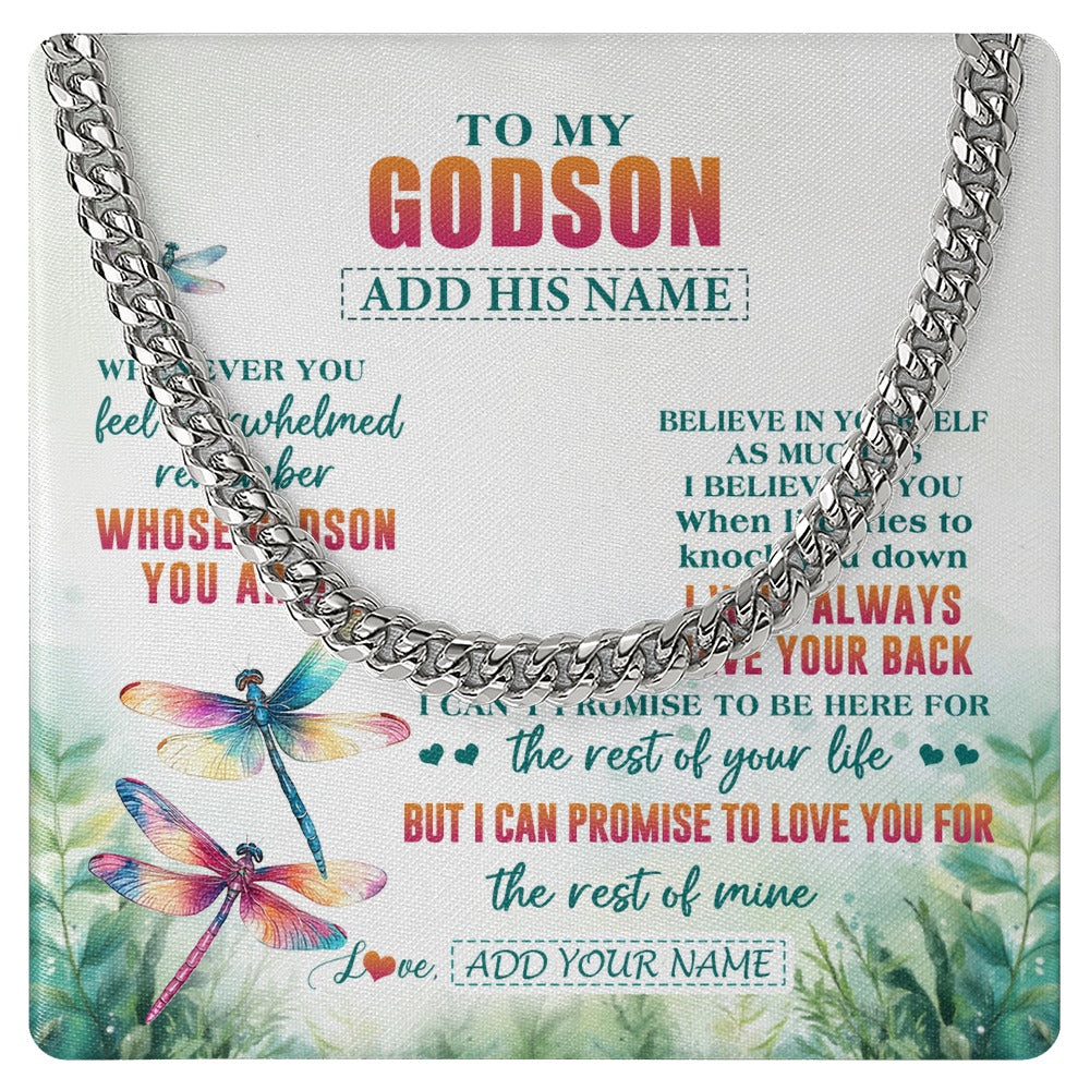 Cuban Link Chain Necklace Stainless Steel | 1 | Personalized To My Godson Gifts Necklace From Godmother Godmother Whenever You Feel Dragonfly Godson Birthday Gifts Graduation Christmas Gift Box Message Card | https://teecentury.