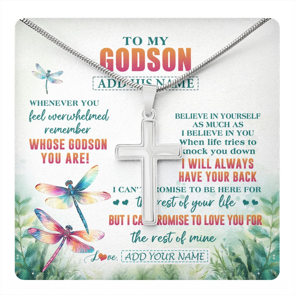 Stainless Cross Necklace Stainless Steel | 1 | Personalized To My Godson Gifts Necklace From Godmother Godmother Whenever You Feel Dragonfly Godson Birthday Gifts Graduation Christmas Gift Box Message Card | https://teecentury.